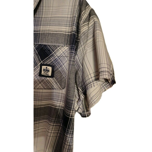 Born Fly Men's Size 2XL Button Fray Short Sleeve Pocket Stay Fly Embroidered - Picture 6 of 10
